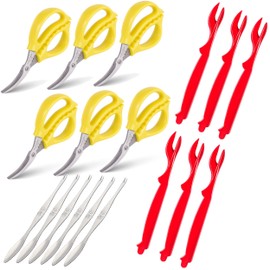6-piece crab crackers, crab leg scissors -king crab legs scissors-Seafood Scissors/Shears and 6-Piece crab forks/picks - 6 Lobster Shellers set of 18 Piece