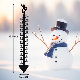 MUMTOP Snow Gauge Outdoor, 24 Inch Iron Art Snowfall Measuring Stick, Snowboard Winter Yard Stake for Garden Lawn Christmas Decoration Gift