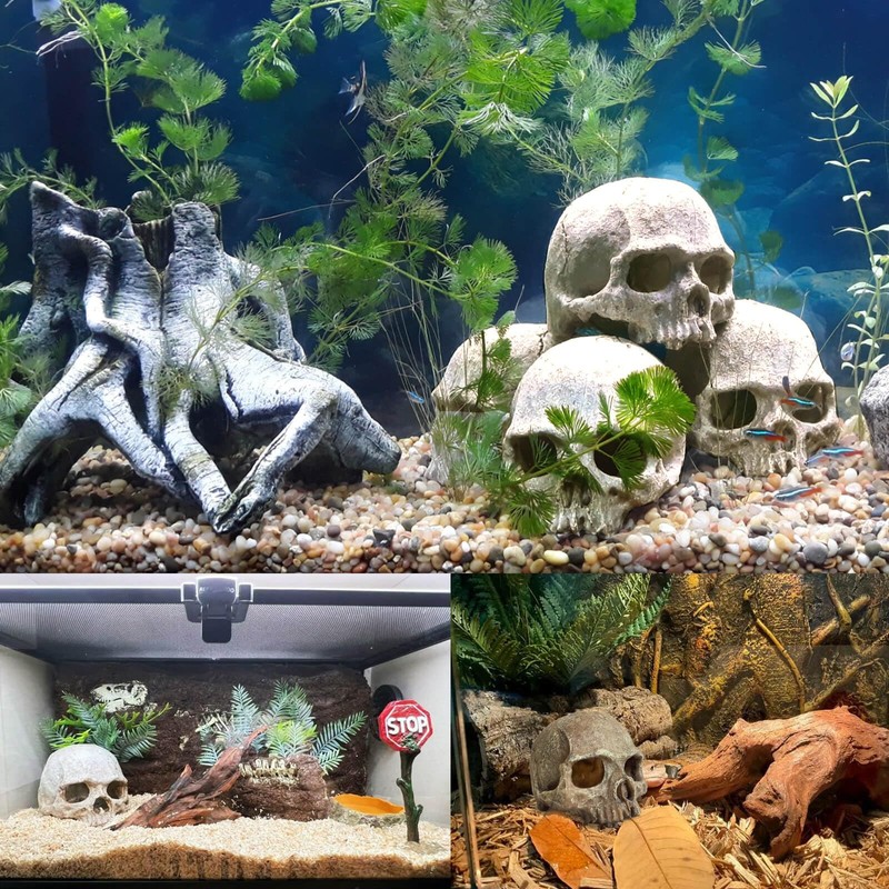 Aquarium Decoration for Fish Tank Skull Head Skeleton Aquarium Ornament