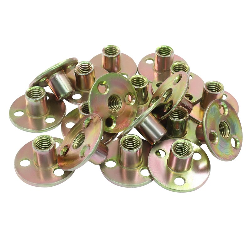 Hordion 24Pcs 3/8"-16 Carbon Steel T Nuts, Round Base Plate