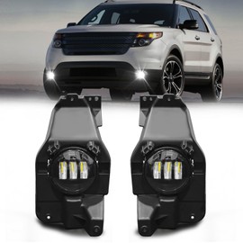 LED Fog Lights Assembly Compatible with 2013 2014 2015 Ford Explorer, Front Driving Fog Lamps Clear Lens Replacement Kit, DOT Certified - 1 Pair