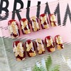 24Pcs Fall Press on Nails Medium Square Fake Nails Gold