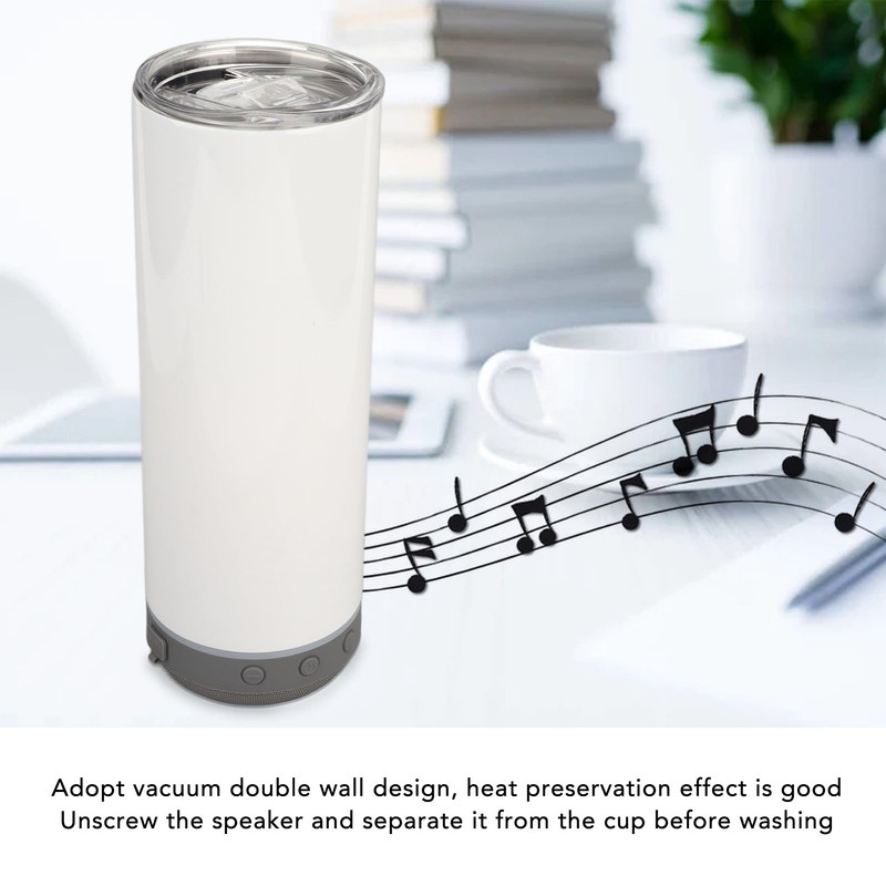 Sublimation Tumblers 20oz Straight Detachable Bluetooth Speaker Tumblers Portable Insulated