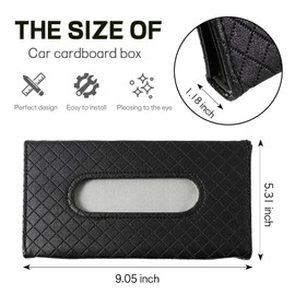 Hbxdeco Car Tissue Holder, Leather Tissue Holder for Car Sun Visor, Rectangular Auto Sun Visor Napkin Holder Mask Dispenser, Universal Vehicle Tissue Box Sun Visor Accessory (Plaid-Black)