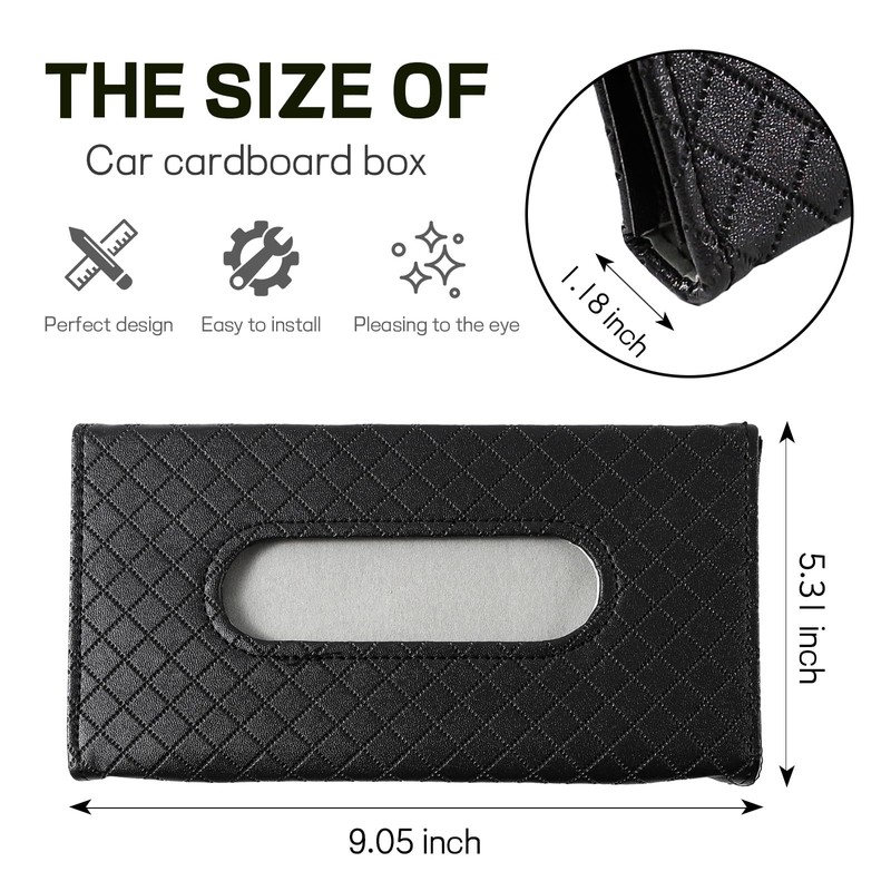 Hbxdeco Car Tissue Holder, Leather Tissue Holder for Car Sun