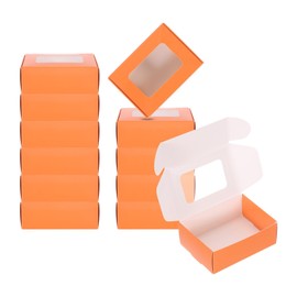 PATIKIL 3.5"x2.5"x1.3" Paper Soap Box with Window, 30 Pack Homemade Soap Boxes Rectangle Presents Packaging Boxes for Birthday Christmas DIY Craft, Orange