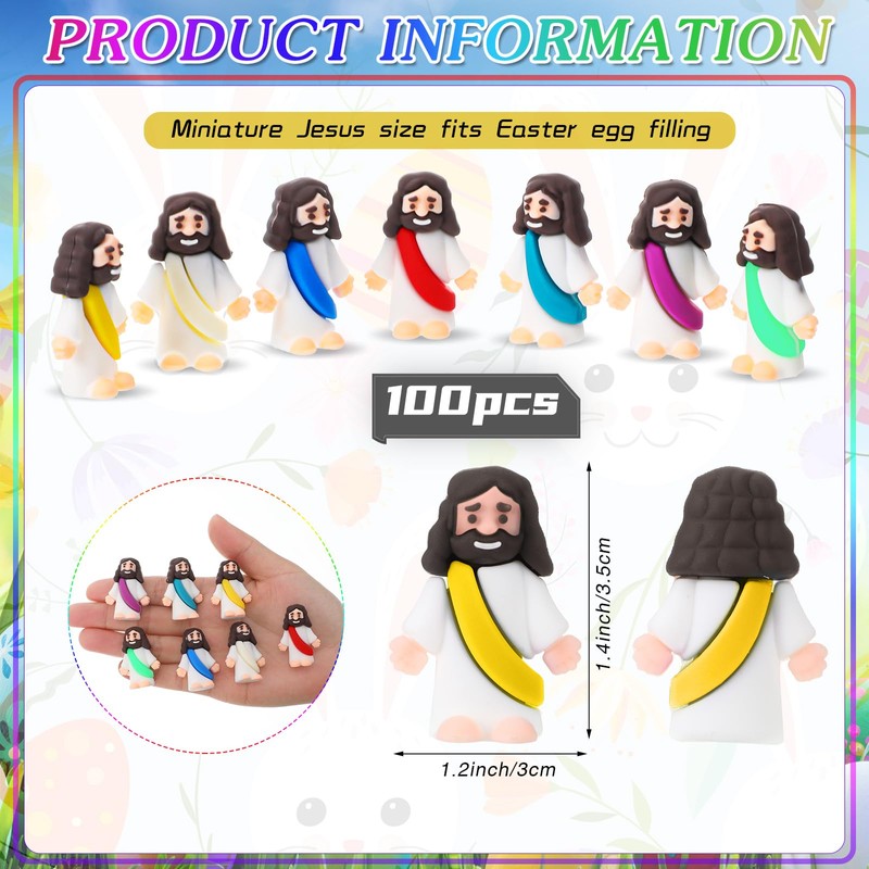 Bememo 100 Pcs Jesus Toys Original Design Mini Rubber Little
