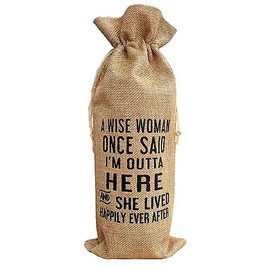 LAMPPE I’m Outta Here Funny Wine Gift Bag,Divorce Retirement Going Away Gift Wine Bag for Women Friend Coworker