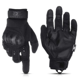 Glove Station The Combat Motorcycle Gloves - Tactical Gloves with Touchscreen for Outdoor Sports, BMX, Dirt Bike and Cycling - Combat Gloves for Airsoft, Paintball and Work - Black, Small Size