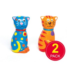 Baker Ross AG761 Ceramic Cat Coin, Piggy Banks For Kids To Paint, Decorate and Display, Assorted, (Pack of 2)