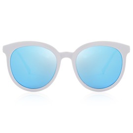 MERRY'S Women Cat Eye Polarized Sunglasses Mirrored Lens S6152, Gold&blue, Free