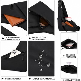 Bolso Bandolera y Bolso Cruzado Unisex Impermeable, Riñonera Ligera con Bolsillos Múltiples para Hombre y Mujer, Ideal para Uso Diario, Deporte, Viajes y como Sling Bag