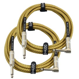 GLS Audio 2-Pack GLS Audio 20ft Tweed 1/4" Instrument Cable, Straight to Right-Angle NEW