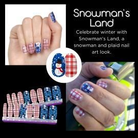 Color Street Snowman's Land Nail Polish Strips Set Blue Red Plaid Christmas NEW