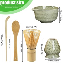 Matcha Tea Set, Matcha Set, Matcha Stirrer, Matcha Whisk, Matcha Bowl Made of Ceramic, Matcha Bowl with Spout, Matcha Stirrer Stand and Bamboo Spoon, Matcha Accessories Gift Set