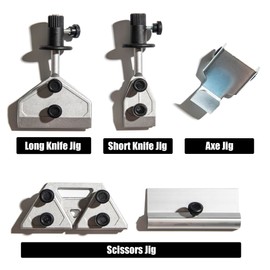 KFMK Sharpening Accessory Kit for Wet Sharpening System, Long knife Jig, Short Knife JIg, Axe Jig, and scissors jig, Compatible with Tormek, Wen, KFMK, Bucktool, Jet Wet Sharpener and Bench Grinders