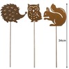 KRONLY Garden Stake Owl, Hedgehog, Squirrel (Pack of 3) /