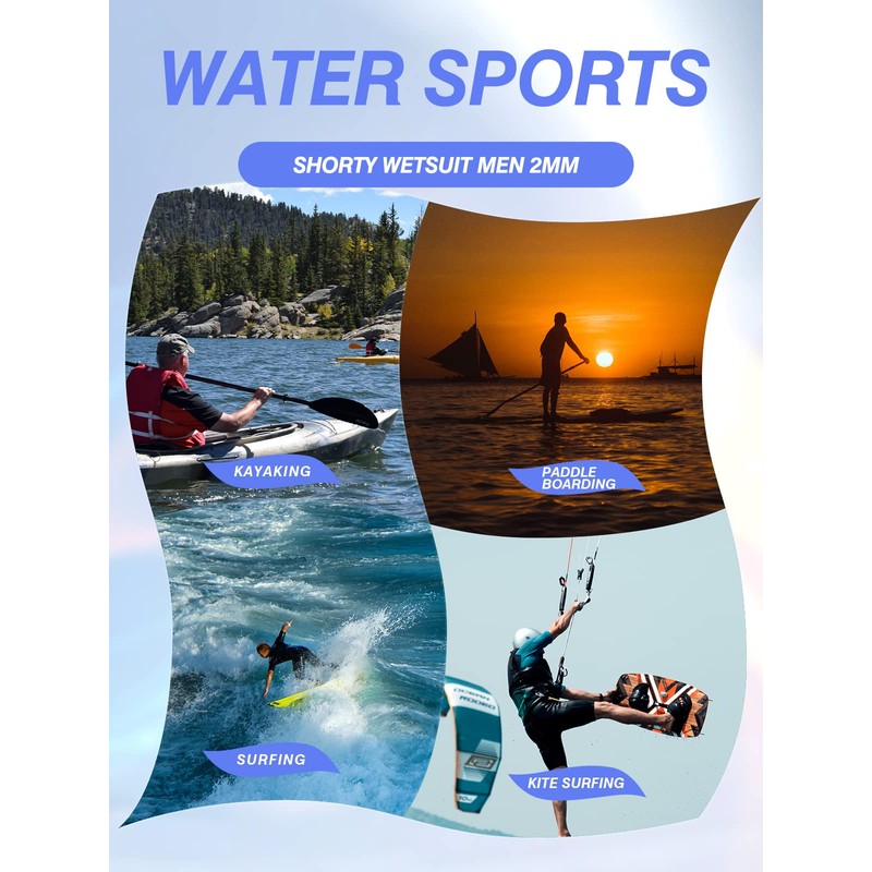 FLEXEL Shorty Wetsuit for Men and Women, 2mm 3mm Neoprene