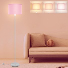 Floor Lamps, Standing Lamp, 58" Tall Floor Lamp with Pink Lampshade, Foot Pedal Switch, Modern Bright Floor Lamps for Living Room/Bedroom/Classroom/Kids Room, Pink Light for Girls' Gift(NO Bulb)