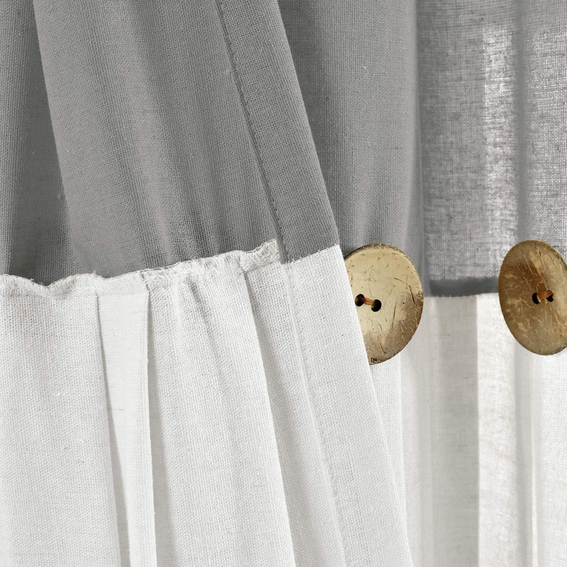 Lush Decor Linen Button Window Curtain Single Panel, 40"W x