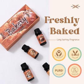 AVEOIRA AVEOIRA Bakery Fragrance Oils Set, Sweet Essential Oil Set for Diffuser, Candle, Soap Making Scented Oils, Peach Pie, Pumpkin Pie, Snickerdoodle, Coffee Cake, Sugared Cookies, Gingerbread, 6x10ml