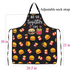 ENSIANTH We Go Together Like Hamburger and Fries Apron Fast Food Lover Gifts Cooking Kitchen Chef Baking BBQ Grill Apron (burger fries apron)