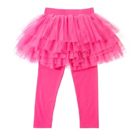 elamccor Baby Toddler Girls' Tutu Leggings Tulle Ruffle Skirted Pants 2-6T Rose Red