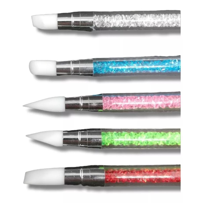 Xiaoya Kit De 5 Pinceles Silicon Doble Punta Para Uñas