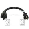 CordtecPower 1FT 15-Amp to 20-Amp Adapter Cord NEMA 5-15P to