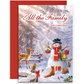 To All The Family Christmas Card - Forest Friends - Medium Sized Card (A5 Size -148mm x 210mm) with Envelope