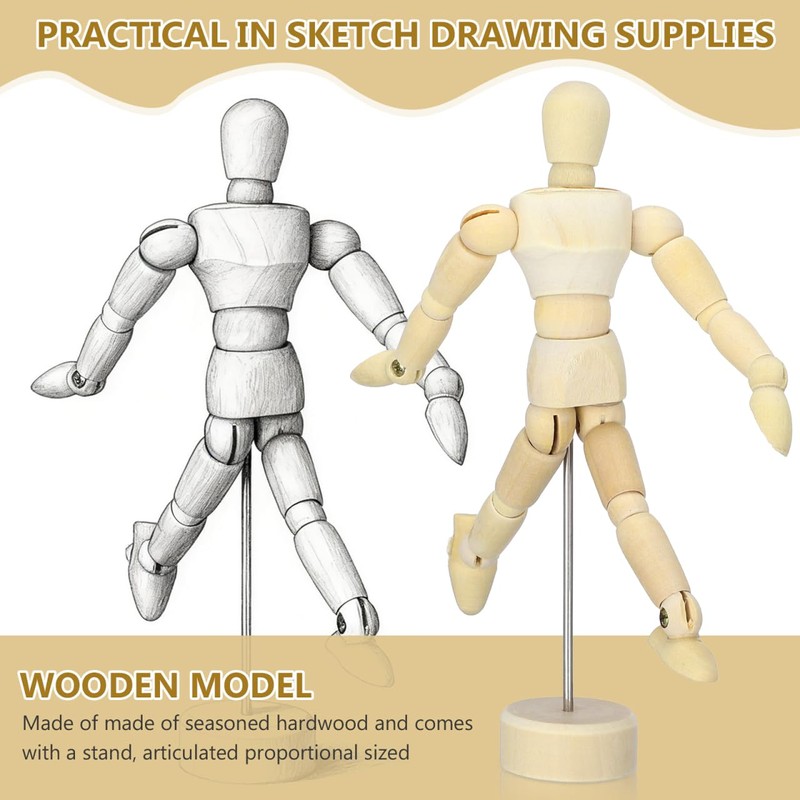 Operitacx 12 Pcs 4.56 Inch Wooden Drawing Mannequins with Stands