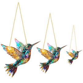 Framendino, 3 Pack Acrylic Hummingbird Suncatcher Colorful Spirit Bird Sun Catcher for Window Hanging Indoor Ornament