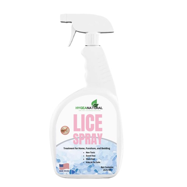 Hygea Natural Lice Spray for Home, Furniture, Bedding - Natural Treatment for Head Lice - Family Friendly and pet Safe - Stain and Scent Free