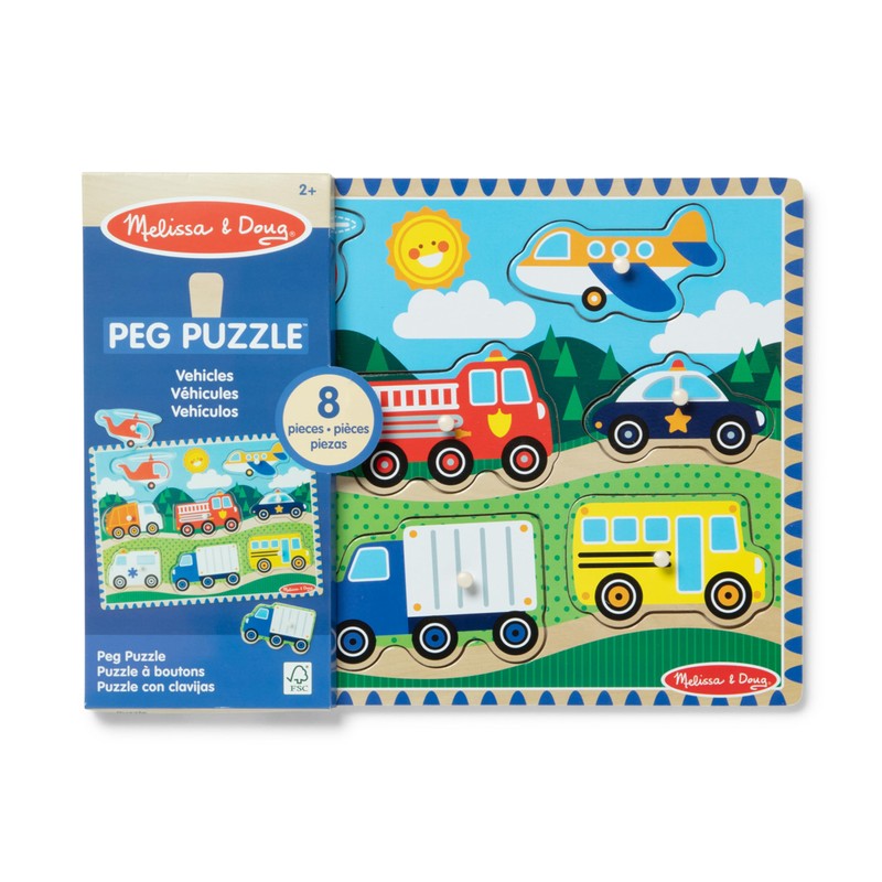 Melissa & Doug Vehicles Wooden Peg Puzzle (8 pcs)