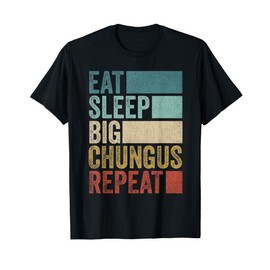 Retro Eat Sleep Big Chungus Repeat Funny Big Chungus T-Shirt, black, s