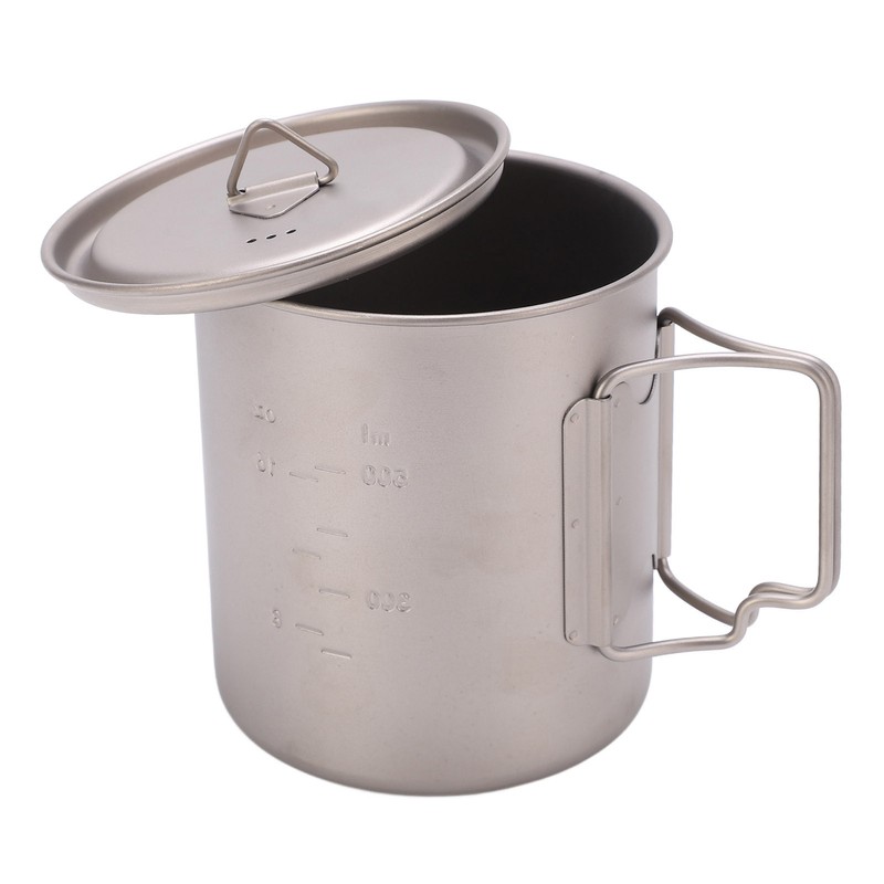 750ml Outdoor Titanium Water Mugs With Folding Handles Portable Camping