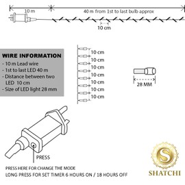 SHATCHI 400LEDs Christmas Tree Fairy String Lights 40m Lit - Multifunction 8 Light Modes, Timer, Memory, Indoor/Outdoor Low Voltage Waterproof Home Decorations