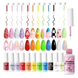12 Colores Delineador Uñas Esmalte De Uñas Soak Off Geles Uv
