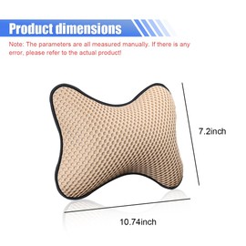 ZIMISI 2PCS Car Neck Pillows, Breathable Leather Auto Seat Headrest Pillow, Soft Cloud Silk Cotton Fill Neck Support Relief Cushion, Universal Car Accessories for Most Vehicle Seat (Beige)