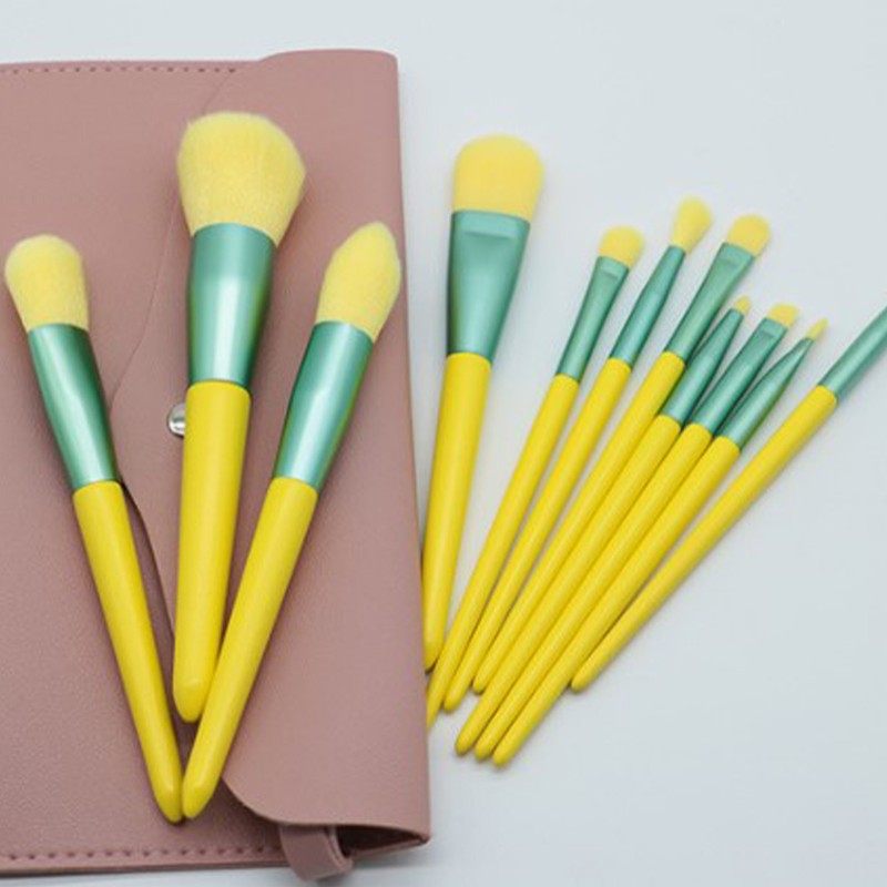 12pcs Cosmetic Brush Set Synthetic Fiber Wooden Handle Professional Makeup