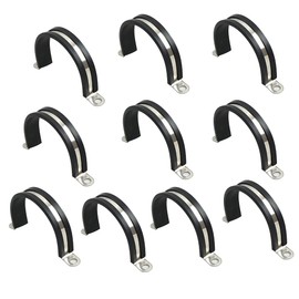 NICAVKIT 50 mm Rubber P Clips Hose Pipe Cable Clamps Stainless Steel Kit, Metal Wire Clamp Kit, Pack of 10