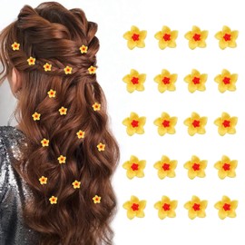 Mini Lily Flower Hair Clips,20Pcs Cute Small Flower Snap Hair Pin Clips Hair Barrettes, Decorative Weddings Bridal Hair Accessories for Girls Women (Yellow)