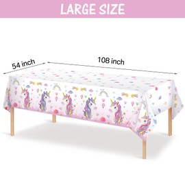3 Pieces Unicorn Table Cloth Covers Disposable Unicorn Table Covers Larger Plastic Unicorn Tablecloths Rectangle Table Covers for Baby Shower Birthday Themed Party Supplies, 108 x 54 Inches