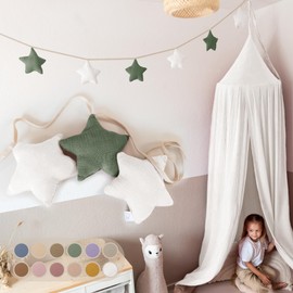 LILIMAUS Star Bunting Fabric [in 12 Colours] Bunting Children's Room - 100% Cotton Handmade Garland Fabric - Bunting Muslin - House Bed Decoration Girls & Boys - Garland Decoration Baby Room