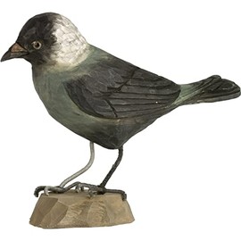 WILDLIFEGARDEN Wildlife Garden WG464 DecoBird Jackdaw - Hand Carved Decorative Wooden Bird - Large European Birds