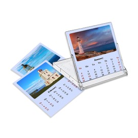 2026 CD-Style Desk Calendar 12 Months Calendar/Planner/Desk Calendar With CD Case Stand, Office Decor, Christmas Gifts (Lighthouses)