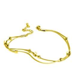 Kim Johanson Stainless Steel Women's Anklet *Cube* in Gold | Anklet with 6 Movable Balls | Rustproof and Waterproof | Anklet with Squares | Women's Boho Jewellery | Adjustable Including Jewellery Bag