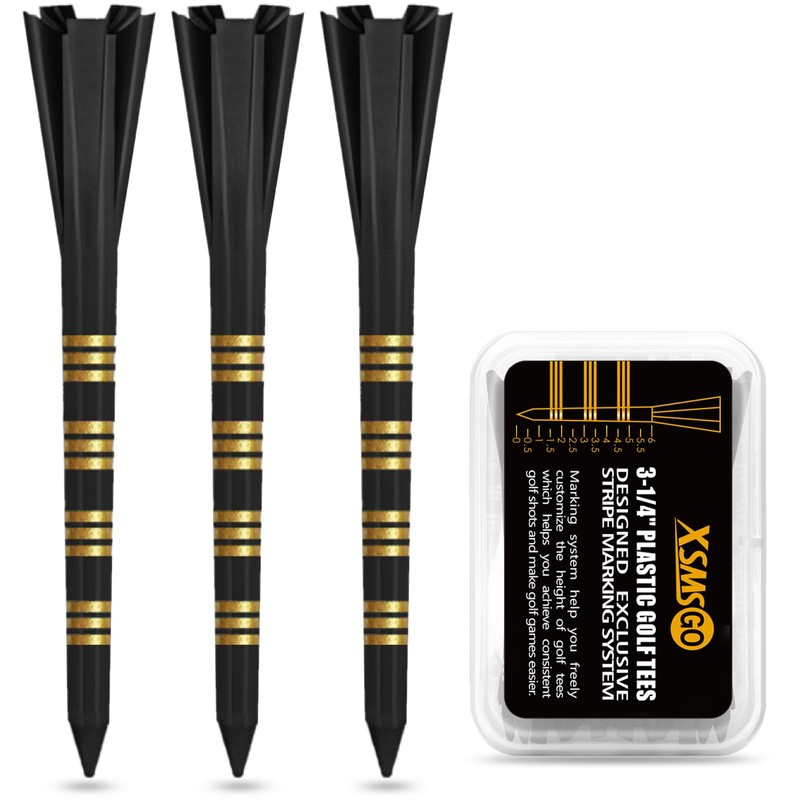XSMSGO Plastic Golf Tees with Stripe 3-1/4" Professional Performance Series