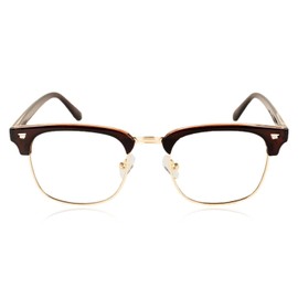 iB-iP Women's Retro Half Rim Classic Fashion Clear Lens Glasses, brown