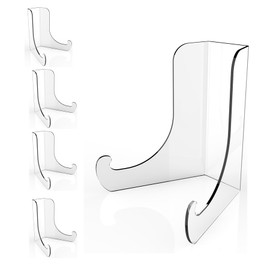 Boloyo Flat Back Acrylic Plate Display Stand , 6 Inch 5PC Clear Acrylic Display Holder Easel Base for Home Office Kitchen School Art Display